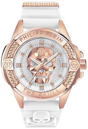 Philipp Plein PWAAA2224 The Skull Vit/Roséguldstonat stål Ø44 mm