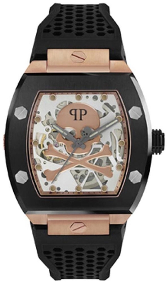 Philipp Plein Herrklocka PWBAA0121 The Skeleton Roséguldstonad/Gummi - Philipp Plein