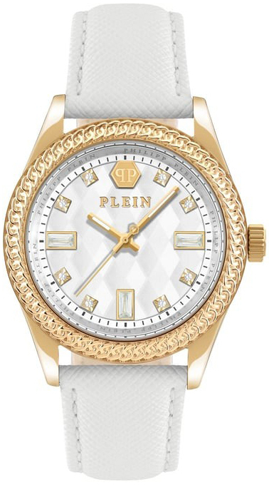 Philipp Plein Damklocka PWCDA0324 Queen Vit/L&auml;der &Oslash;38 mm