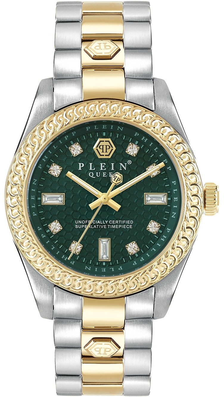 Philipp Plein Damklocka PWDAA0421 Queen Grön/Guldtonat stål Ø36 mm - Philipp Plein