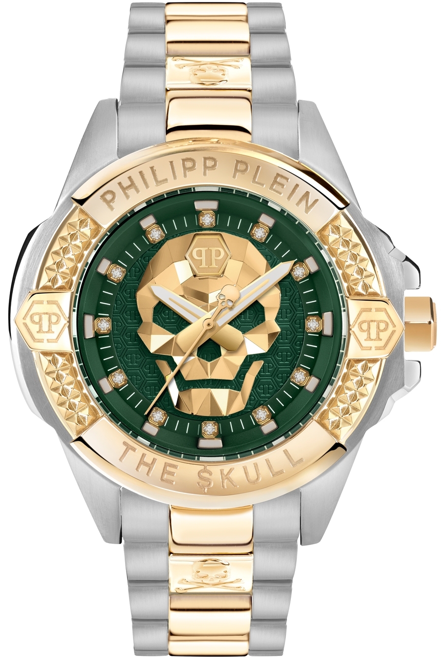 Philipp Plein PWNAA0622 The Skull Grön/Guldtonat stål Ø41 mm - Philipp Plein