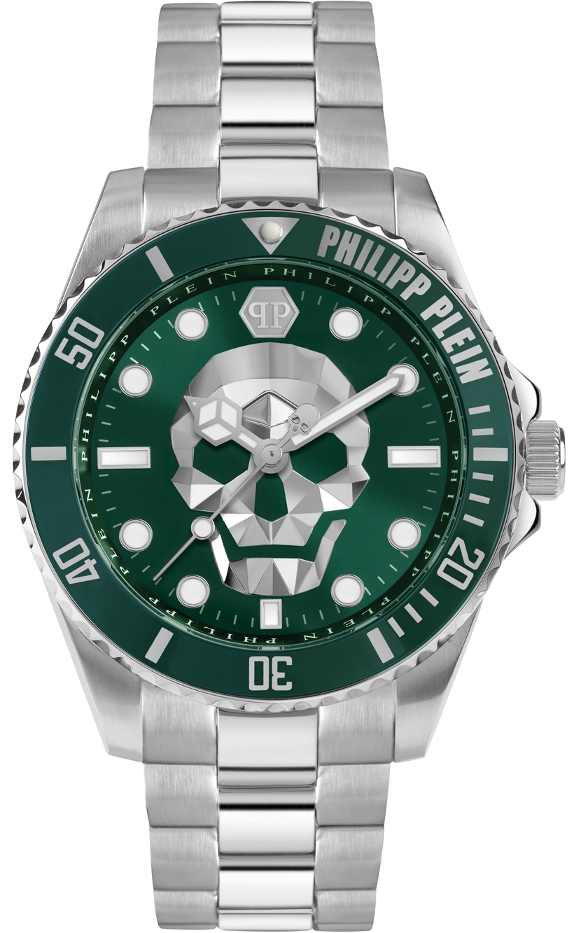 Philipp Plein Herrklocka PWOAA0622 The Skull Grön/Stål Ø44 mm - Philipp Plein