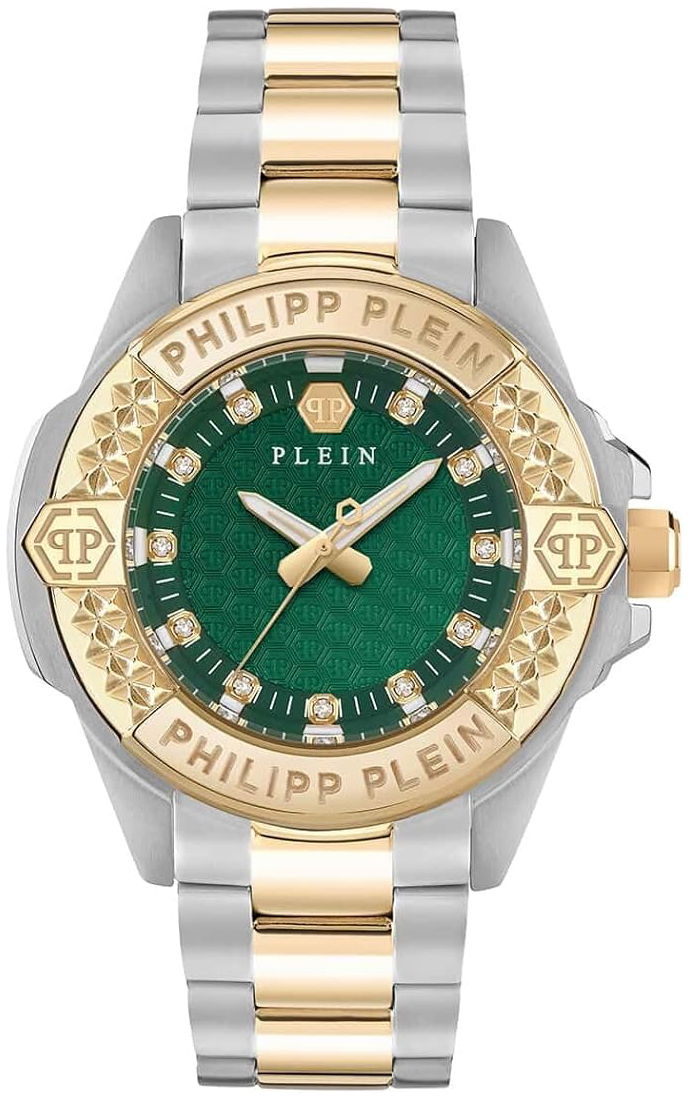 Philipp Plein Damklocka PWOFA0625 Majesty Gr&ouml;n/Gulguldtonat st&aring;l