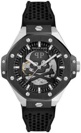 Philipp Plein Herrklocka PWPFA0824 The Skeleton Svart/Gummi Ø46 mm - Philipp Plein