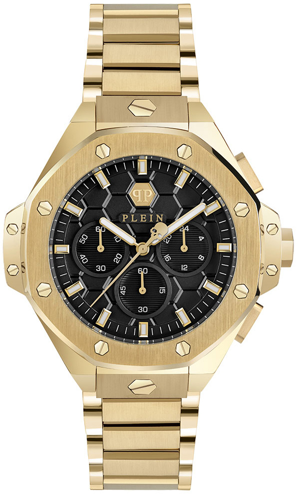 Philipp Plein PWPSA0424 Chrono Royal Svart/Gulguldtonat stål Ø42 mm - Philipp Plein