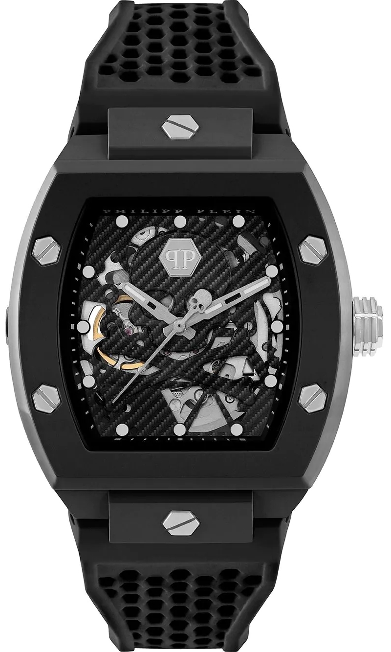 Philipp Plein Herrklocka PWVBA0423 The Skeleton Svart/Gummi Ø44 mm - Philipp Plein