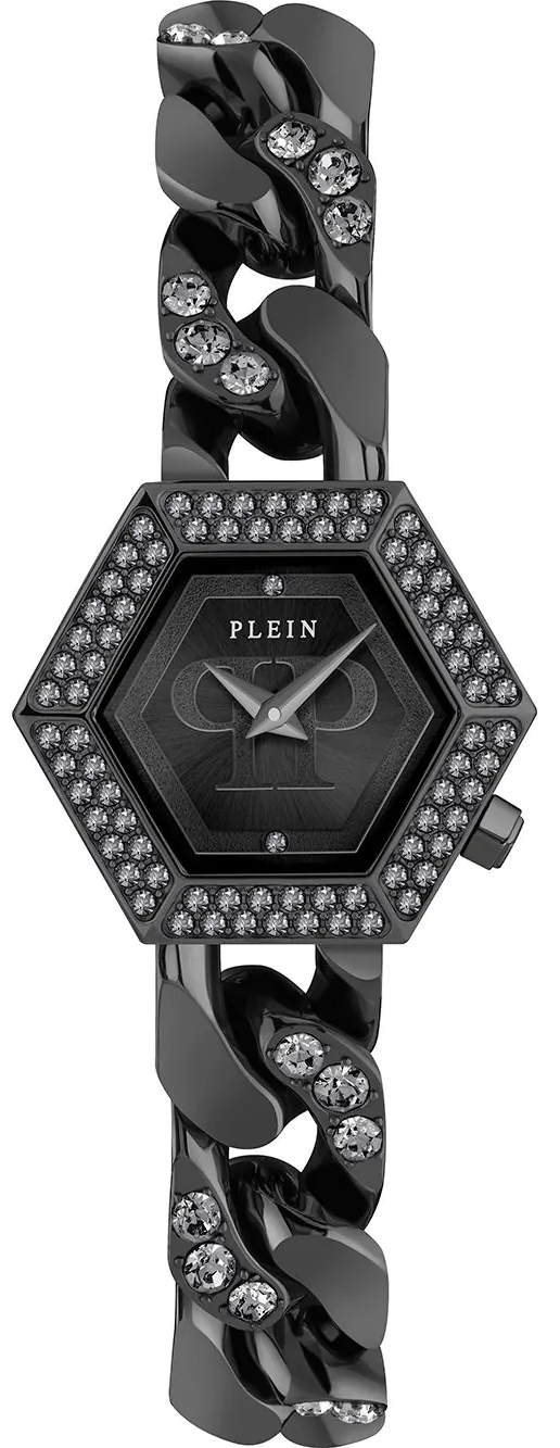 Philipp Plein Damklocka PWWBA0423 The Hexagon Gourmette Svart/Stål - Philipp Plein