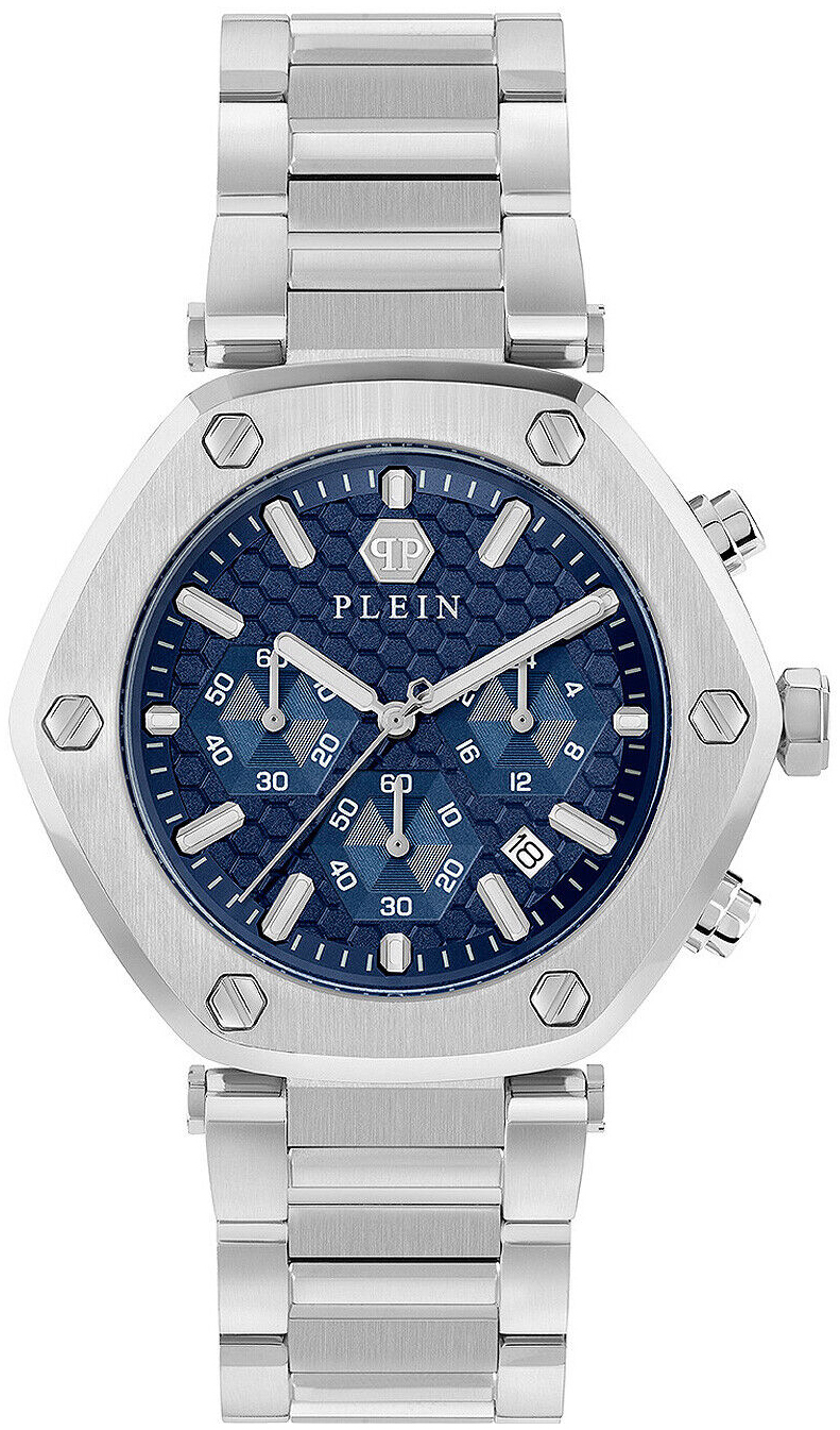 Philipp Plein PWZBA0323 The Hexagon Blå/Stål Ø42 mm - Philipp Plein