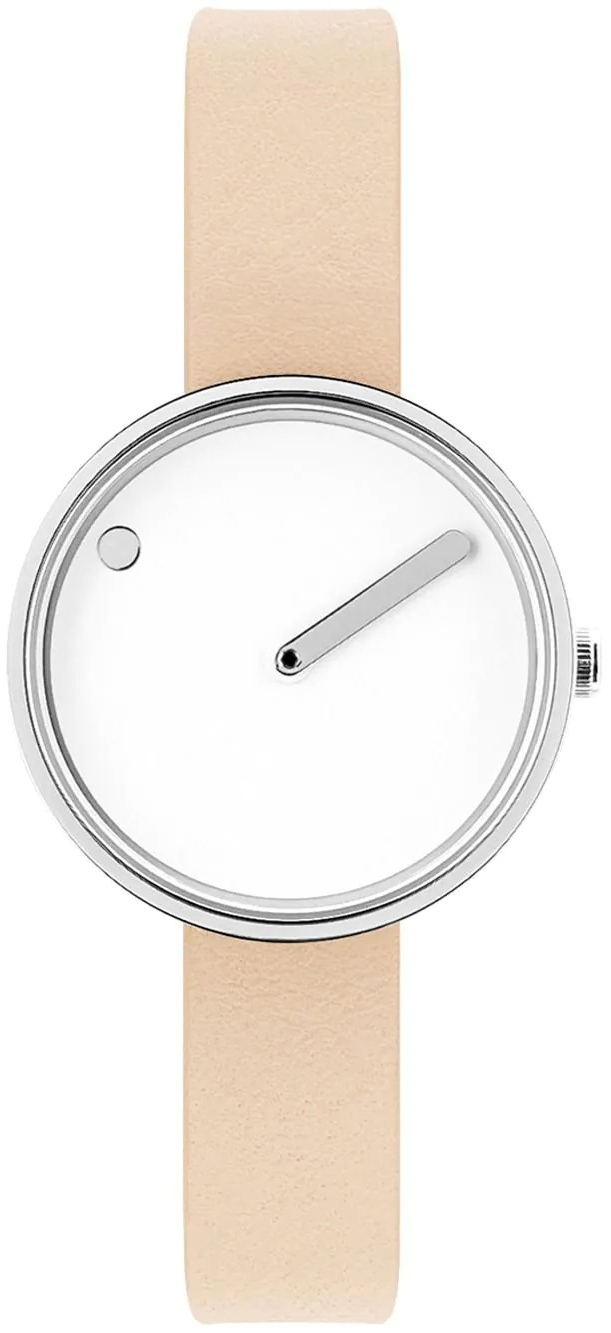 PICTO Damklocka 43363-6312S Vit/Läder Ø30 mm