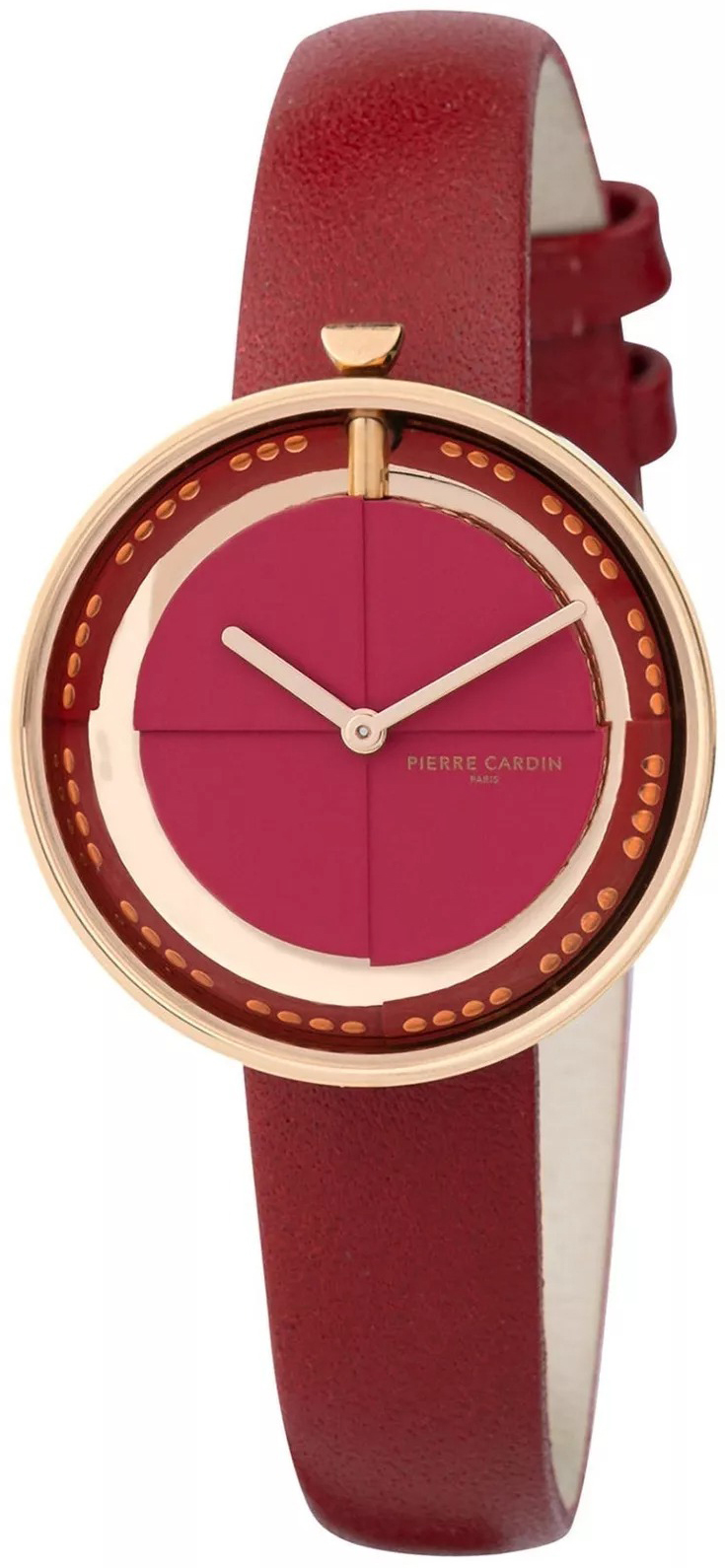 Pierre Cardin Damklocka CMA.0007 Marais Mirror Röd/Läder Ø32 mm - Pierre Cardin