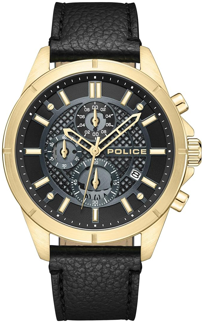 Police Herrklocka PEWGC0054001 Burbank Svart/L&auml;der &Oslash;45 mm