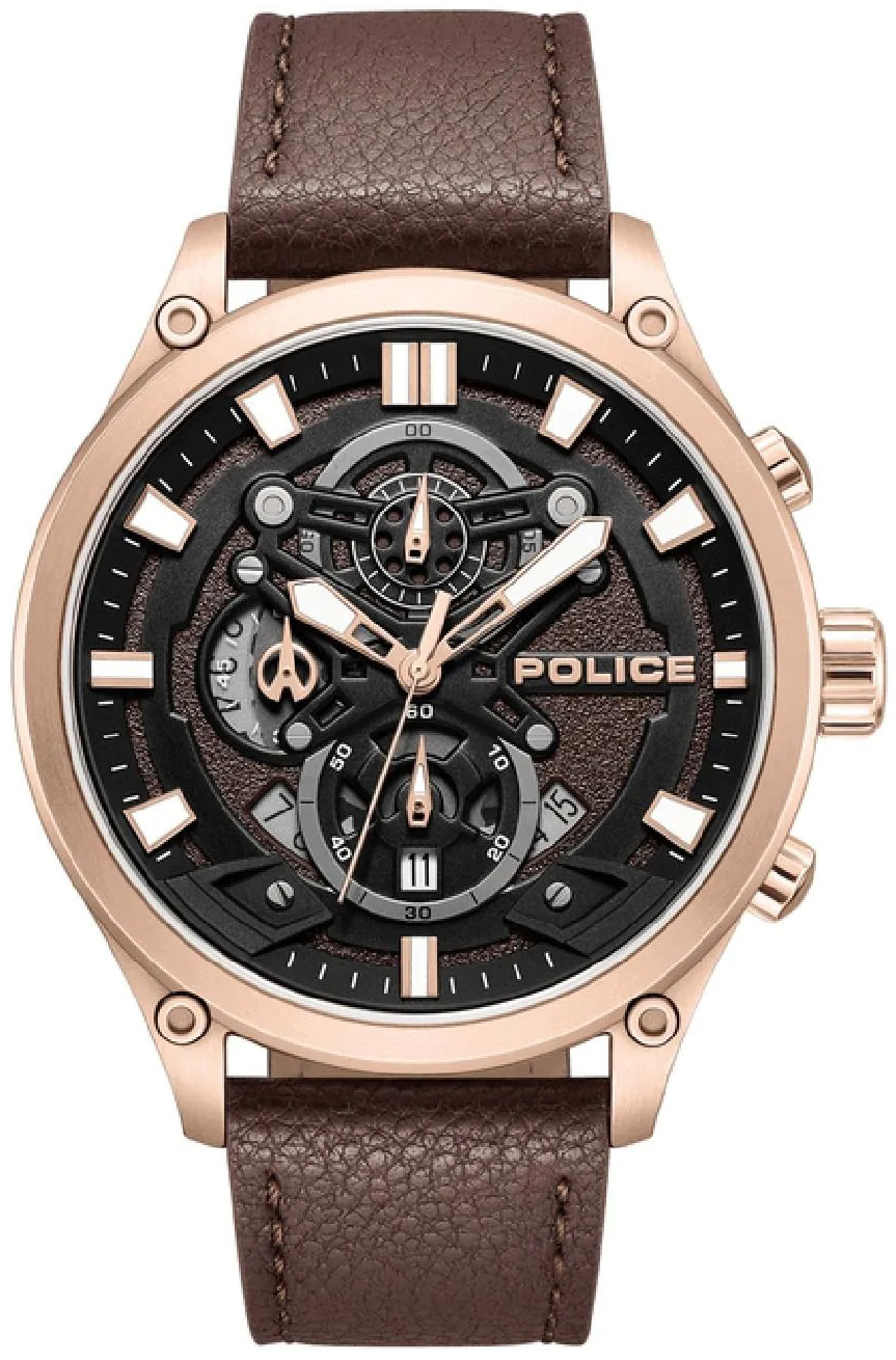 Police Herrklocka PEWGC0054204 Wadden Brun/L&auml;der &Oslash;46 mm