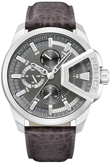 Police Herrklocka PEWJF0005703 Underlined Gr&aring;/L&auml;der &Oslash;46 mm