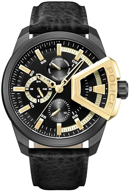 Police Herrklocka PEWJF0005704 Underlined Svart/L&auml;der &Oslash;46 mm