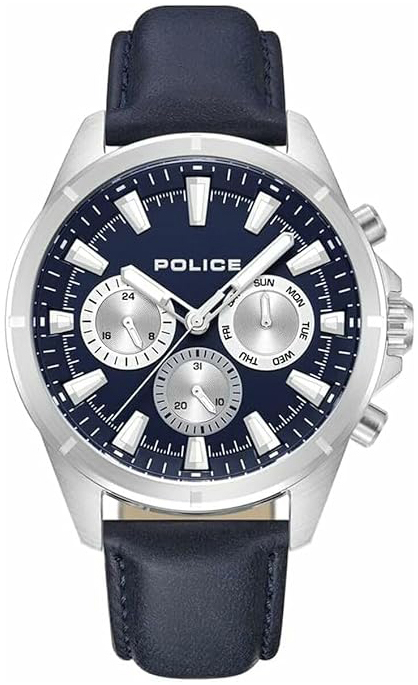 Police Herrklocka PEWJF0005803 Malawi Bl&aring;/L&auml;der &Oslash;45 mm