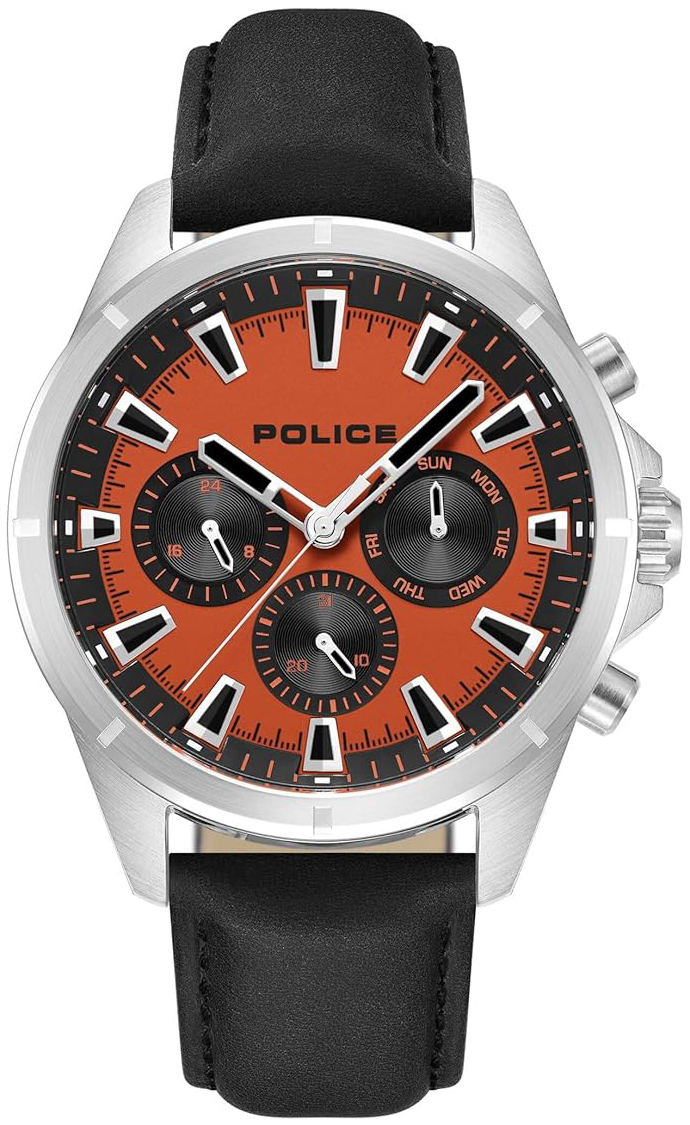 Police Herrklocka PEWJF0005804 Malawi Orange/Läder Ø45 mm