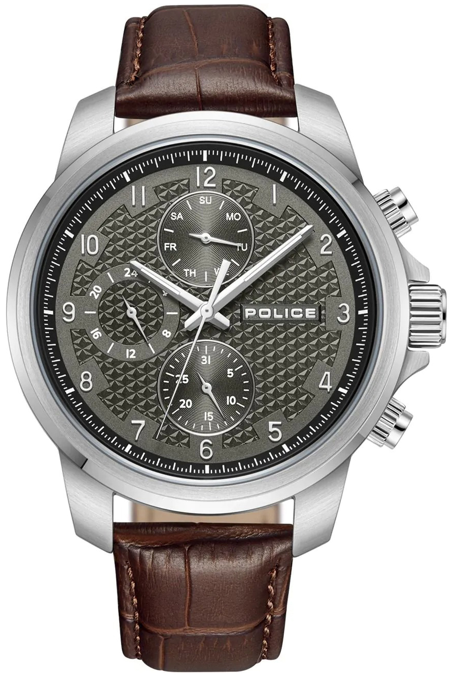 Police Herrklocka PEWJF0021501 Mensor Gr&aring;/L&auml;der &Oslash;44 mm