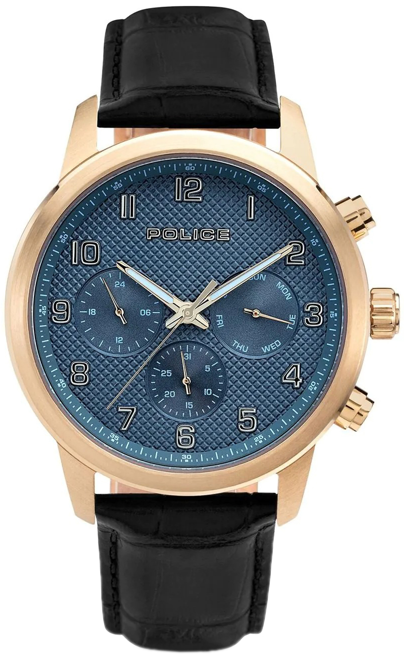 Police Herrklocka PEWJF0030401-SET B Raho Bl&aring;/L&auml;der &Oslash;44 mm