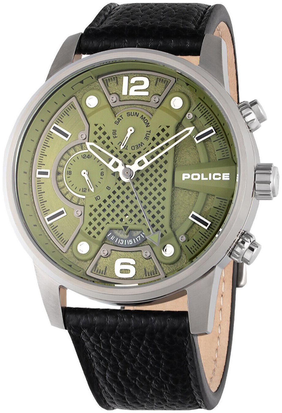 Police Herrklocka PEWJF2203305 Lanshu Grön/Läder Ø48 mm - Police