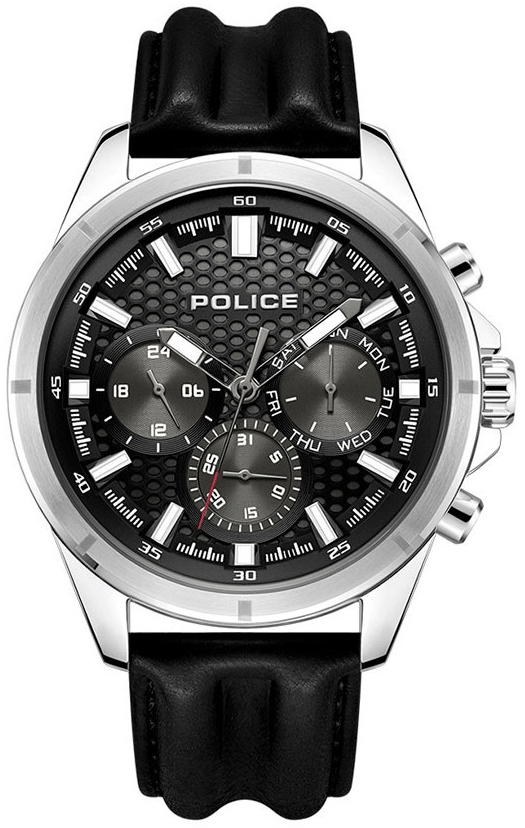 Police Herrklocka PEWJF2204101 Malawi Svart/Läder Ø45 mm