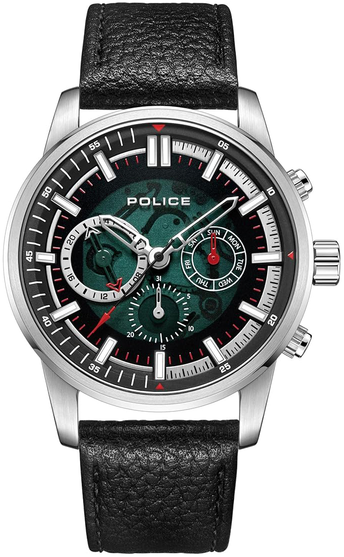 Police Herrklocka PEWJF2227001 Greenlane Grön/Läder Ø49 mm - Police