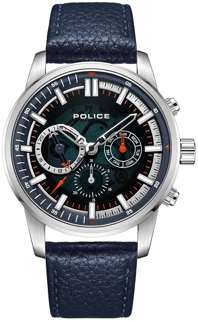 Police Herrklocka PEWJF2227002 Greenlane Blå/Läder Ø46 mm - Police