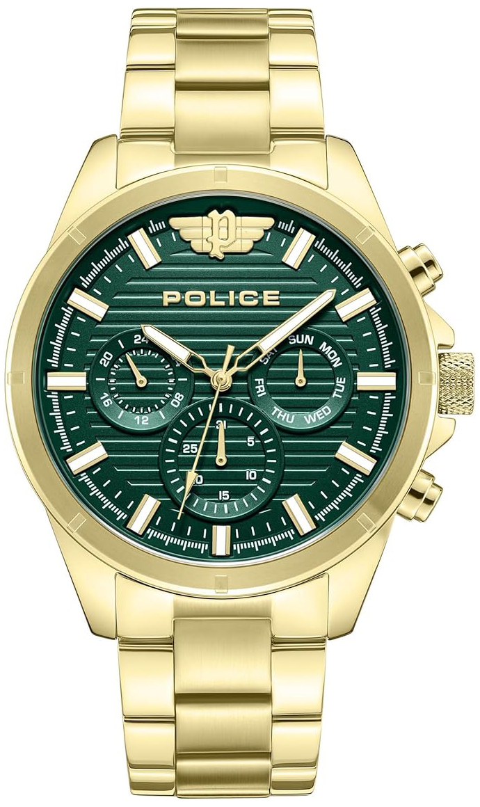 Police Herrklocka PEWJK2227809 Malawi Grön/Gulguldtonat stål Ø45 mm
