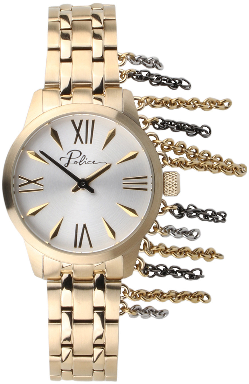 Police Damklocka PL16030BSG.04M Silverfärgad/Gulguldtonat stål Ø33 - Police