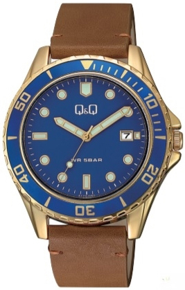 Q&Q Herrklocka A172J102Y Classic Blå/Läder Ø43 mm - Q&Q