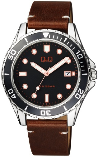 Q&Q Herrklocka A172J312Y Classic Svart/Läder Ø43 mm - Q&Q