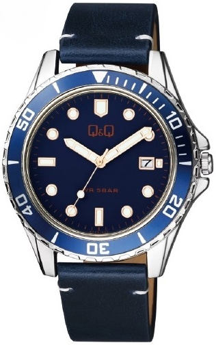 Q&Q Herrklocka A172J322Y Classic Blå/Läder Ø43 mm - Q&Q