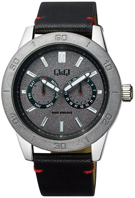 Q&Q Herrklocka AA34J312Y Classic Svart/L&auml;der &Oslash;43 mm