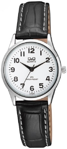 Q&Q Damklocka C215J304Y Classic Vit/L&auml;der &Oslash;30 mm