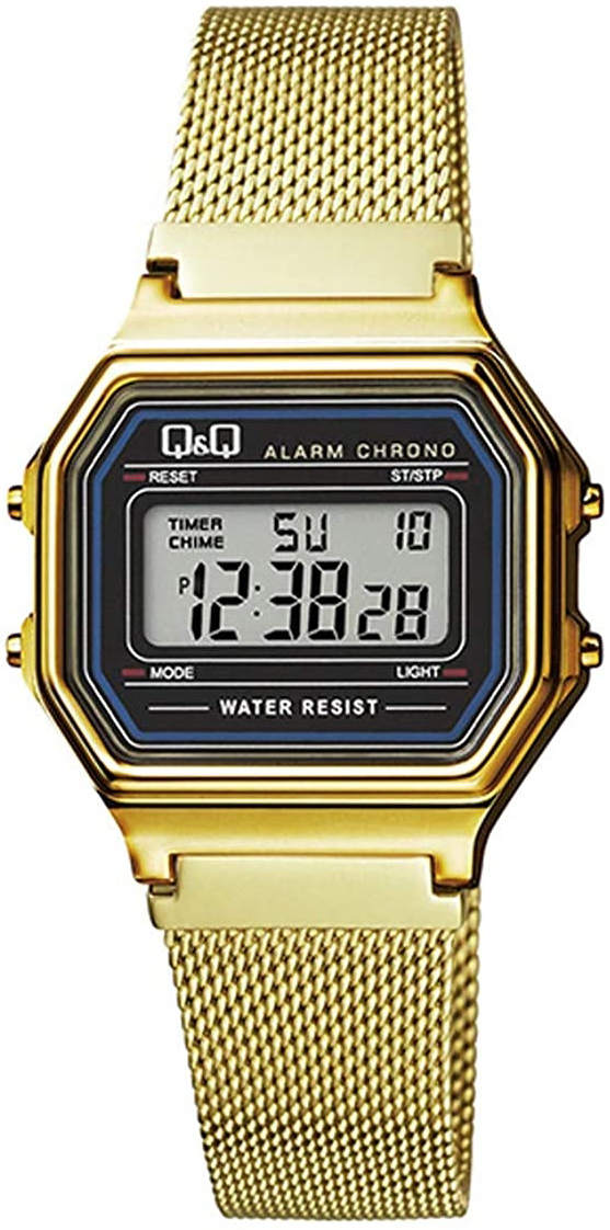Q&Q Damklocka M173J027Y Classic LCD/Gulguldtonat stål Ø34 mm