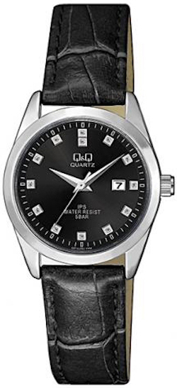 Q&Q Damklocka QZ13J302Y Classic Svart/Läder Ø30 mm - Q&Q