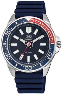 Q&Q Herrklocka S374J302Y Classic Blå/Gummi Ø44 mm - Q&Q