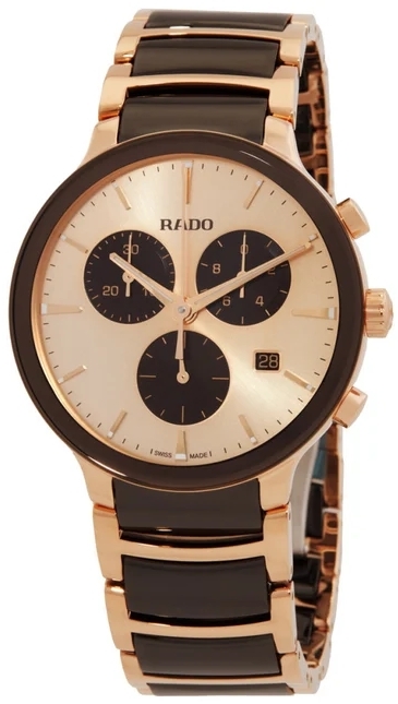 Rado Herrklocka R30212402 Centrix Chronograph Ros&eacute;guldstonad/Keramik