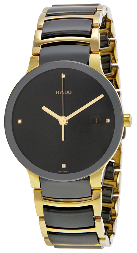 Rado Herrklocka R30929712 Centrix Svart/Gulguldtonat stål Ø38 mm - Rado