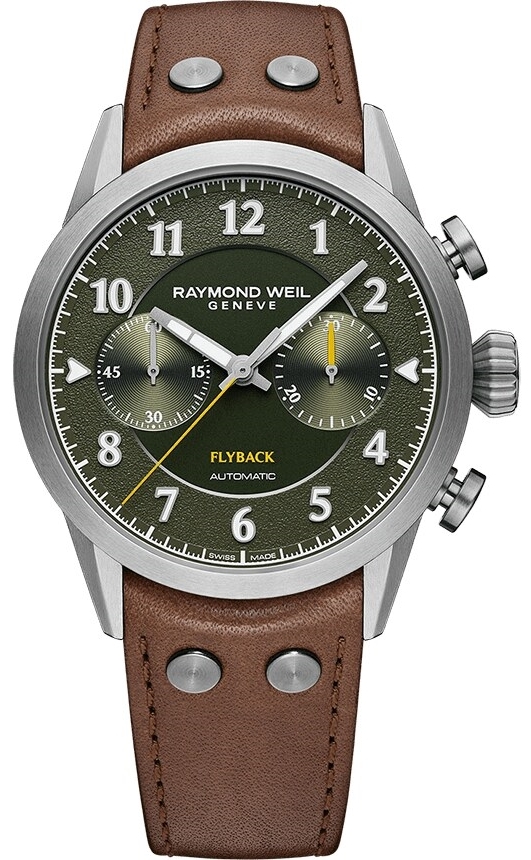 Raymond Weil Herrklocka 7783-TIC-05520 Freelancer Grön/Läder Ø42 mm - Raymond Weil