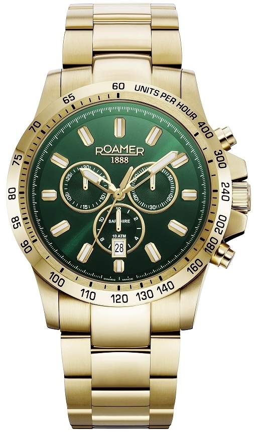 Roamer Monza Herrklocka 861837-48-75-20 Rimini Grön/Gulguldtonat - Roamer Monza