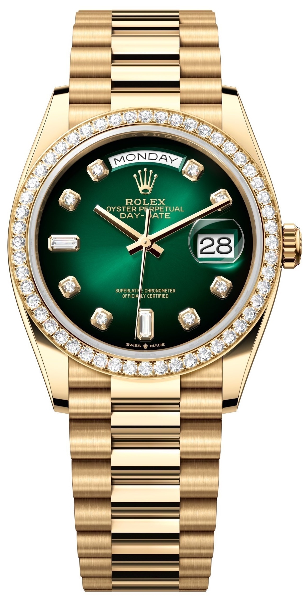 Rolex Herrklocka 128348RBR-0035 Day-Date 36 Grön/18 karat gult guld