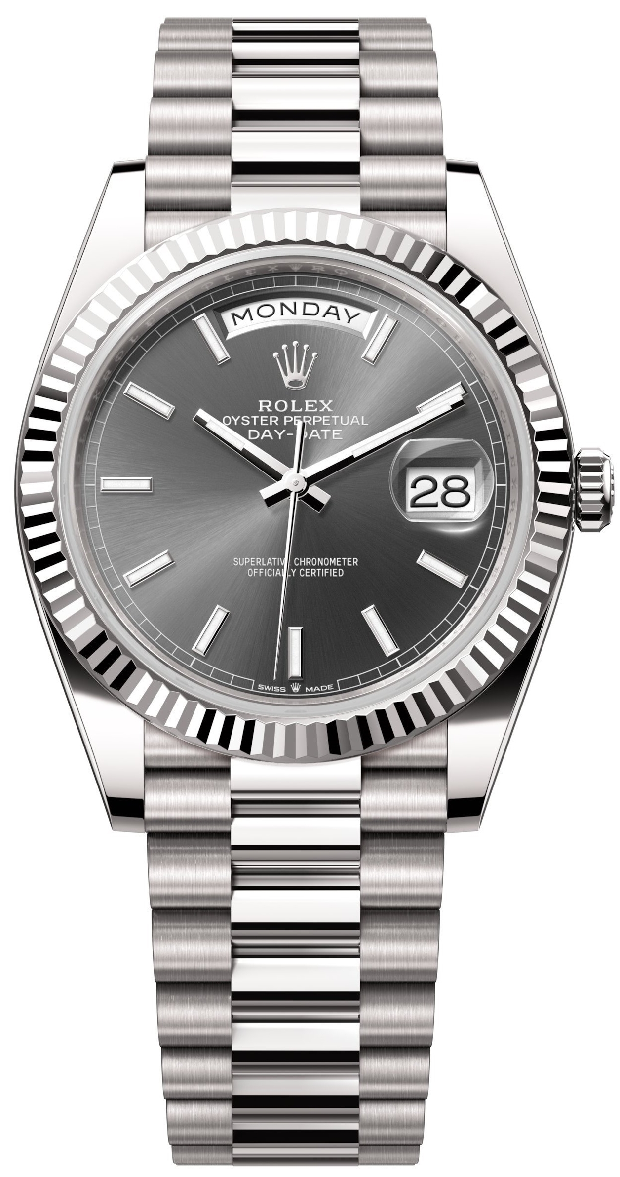 Rolex Herrklocka 228239-0060 Day-Date 40 Grå/18 karat vitt guld Ø40