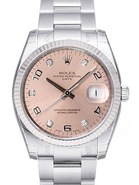 Rolex Oyster Perpetual Date Herrklocka 115234-0009 Rosa/Stål Ø34 mm - Rolex