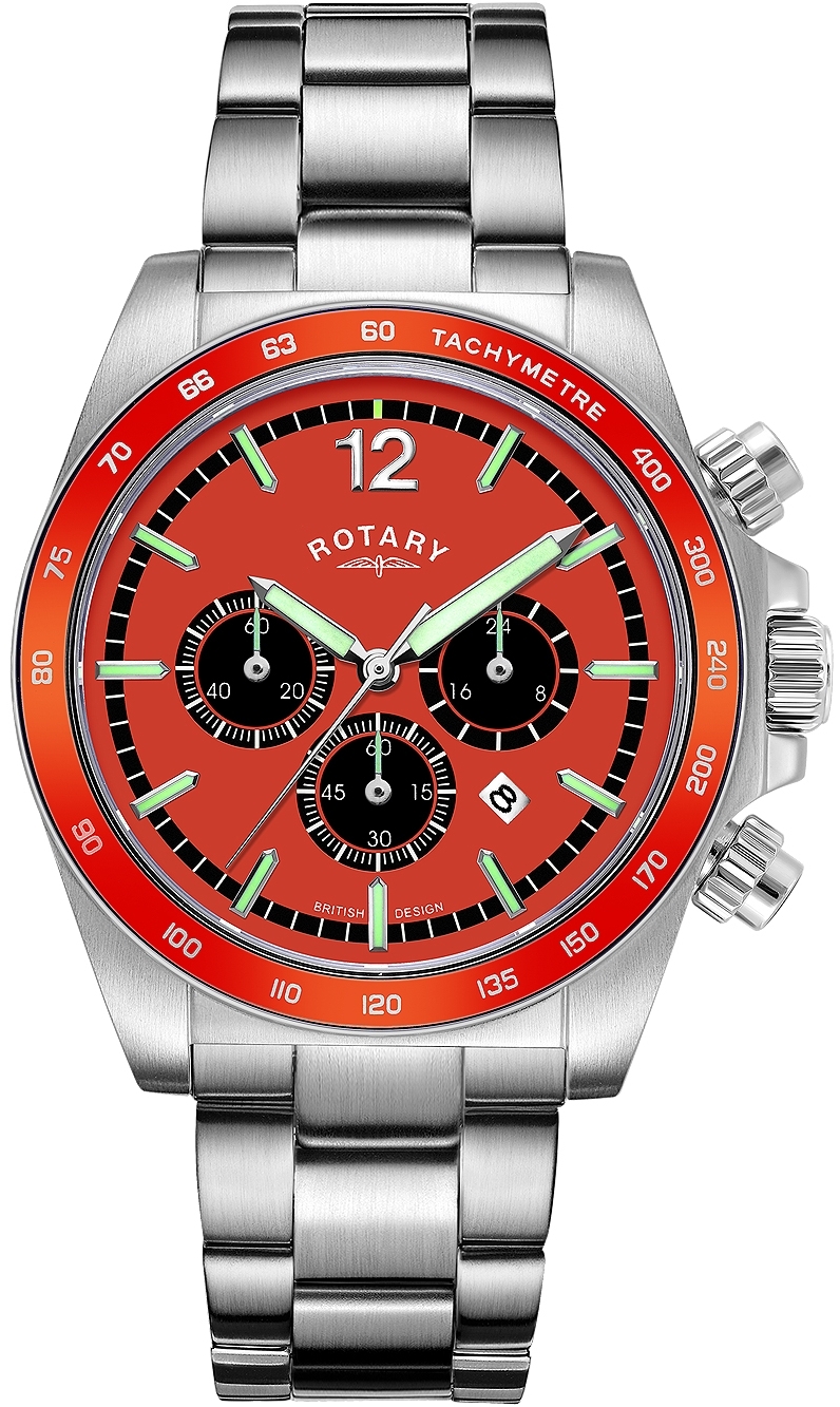 Rotary Herrklocka GB05440/54 Henley Orange/Stål Ø41 mm - Rotary