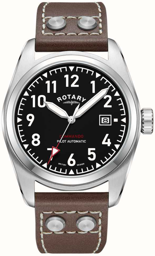 Rotary Herrklocka GS05470/19 Commando Svart/Läder Ø42 mm - Rotary