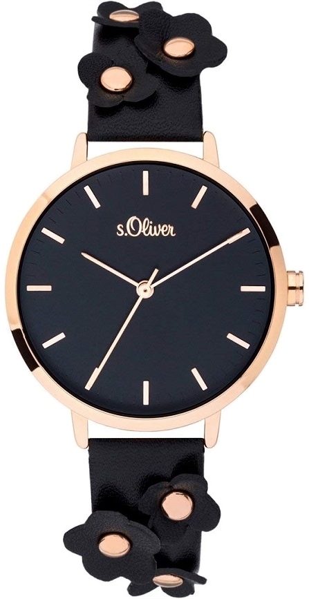 s.Oliver Damklocka SO-3700-LQ S.Oliver Classic Svart/Läder Ø35 mm - s.Oliver
