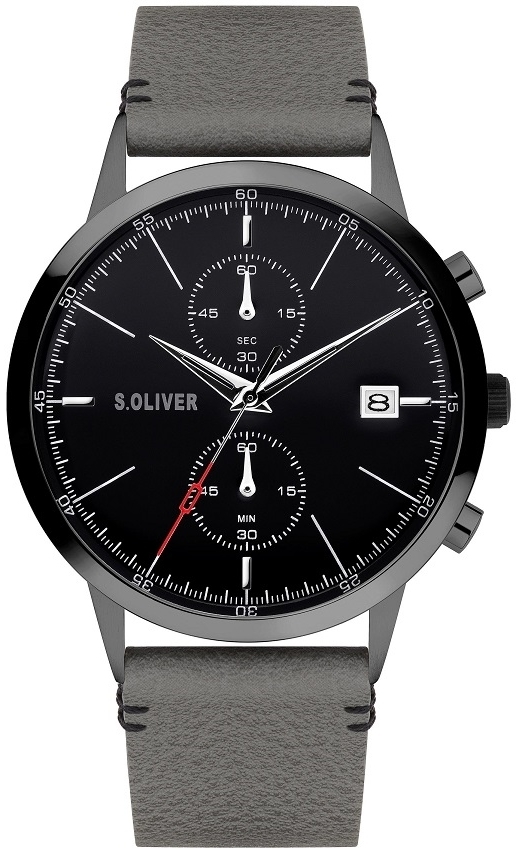 s.Oliver Herrklocka SO-4125-LC S.Oliver Classic Svart/Läder Ø44 mm