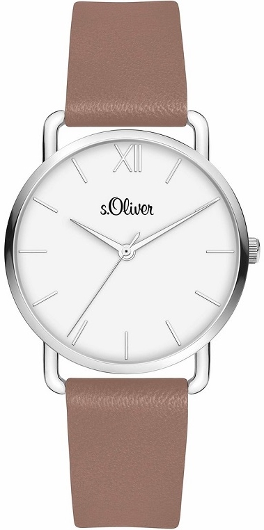 s.Oliver Damklocka SO-4153-LQ S.Oliver Classic Vit/Läder Ø32 mm