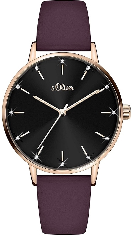 s.Oliver Damklocka SO-4161-LQ S.Oliver Classic Svart/Läder Ø38 mm