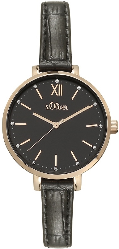 s.Oliver Damklocka SO-4196-LQ S.Oliver Classic Svart/Läder Ø35 mm - s.Oliver